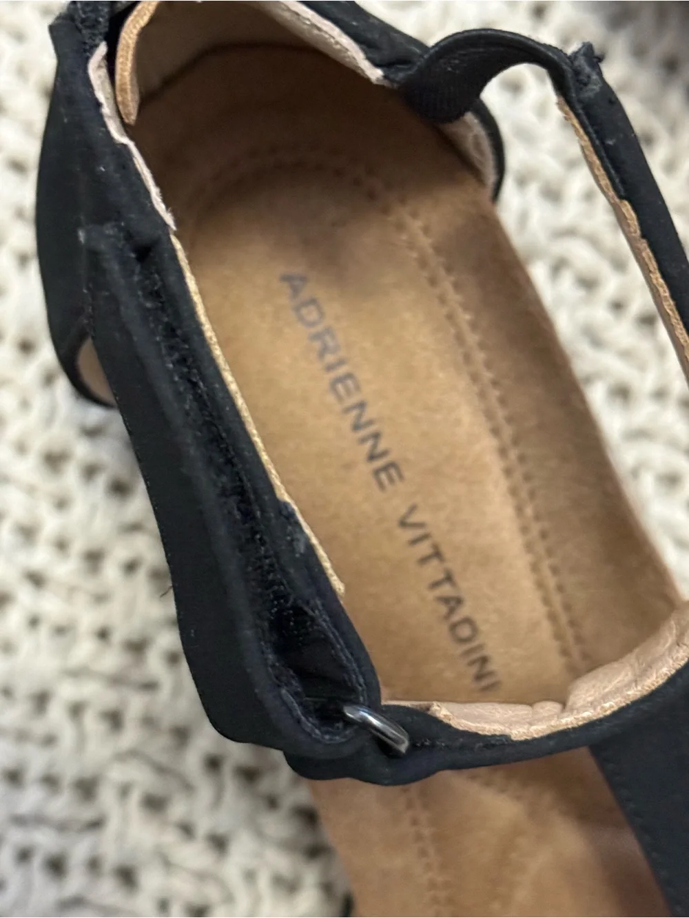 Adrienne Vittadini Black Strappy T‑Bar Sandals NWOB